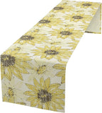Chrysanthemum Vintage Floral Table Runner, Elegant Grunge Gray Sunflower Spring Summer Elegant Pattern Artichokes Flower Table Runner for Party Kitchen Dining Living Room Decor, 13x108 Inch