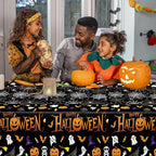 QZYL 4 Pack Halloween Tablecloth, 54" x 108" Halloween Decorations, Pumpkin Design Disposable Tablecover Plastic Table Cloth, Spider Webs Decorations Party Supplies Tableware Indoor