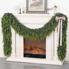 6FT Real Touch Cedar Garland - Artificial Christmas Garland Fake Green Faux Thick and Lush Pine Needles Garlands for Table Fireplace Mantle Holiday Home Indoor Outdoor Decor (1PCS)
