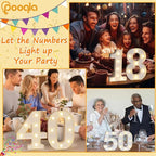 Pooqla Decorative Led Light Up Number Letters, White Plastic Marquee Number Lights Sign Party Wedding Decor Battery Operated Number (9)