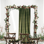 5FT Artificial Rose Flower Burgundy Fake Floral Garland for Wedding Ceremony Backdrop Arch Flowers Table Centerpieces Decorations