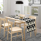 Dog Paw Table Runner,Kid Cute Animal Footprint Black White Theme Design Print Tablecloth Burlap for Hotel Indoors Outdoor Dining Room Kitchen Home Decor,W13X L90 in