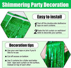6 Pack Green Foil Fringe Curtain Backdrop, 3.28Ft x 8.2Ft Metallic Tinsel Foil Fringe Streamer Curtains for Photo Booth, Birthday, Wedding, New Year Party Decorations