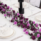 10 Pcs 82FT Flower Garland, Artificial Rose Garland Flowers Plants Fake Flower Hanging Rose Ivy, Birthday Party Valentine's Day Wedding Wall Arch Decor（Purple）