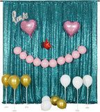Poise3EHome Teal Sequin Backdrop,8FT x 10FT Sequin Photography Backdrop Curtain for Party Decoration