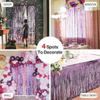 ParyWoo Light Purple Streamers 2pcs Tinsel Backdrop 8.2FT Metallic Lavender Foil Fringe Streamer Curtains Photo Booth Backdrop for Halloween Baby Shower Bachelorette Wedding Party Decorations