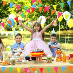 Tatuo 200 Feet Solid Pennant Banners Flags String Triangle Hanging DIY Bunting Flags Party Decorations for Grand Opening Party Banners for Kids Birthday, Shops (Mixed Colors)