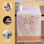 Maison d' Hermine Table Runner 100% Cotton Double Layer Table Runners 72 inches Long Decorative for Kitchen Dining Party Baby Shower Wedding Bridal Shower Spring Summer (Easter Zest, 14.50" x 72")