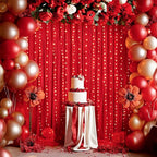 Outpain 30 ft x 8 ft Red Backdrop Curtain Panels, 6 Panels 5 ft x 8 ft Wrinkle Free Polyester Photography Backdrop Drapes, Wedding Party Home Decoration Supplies
