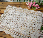 Cotton Handmade Crochet lace Table Runners Rectangular Tablecloth Doilies Doily Table Dresser Scarf Décor,19x35Inch,White