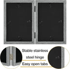 decorUhome Double 4x6 Picture Frame Vertical, Engineered Wood Bifold Photo Frame with Plexiglass for Tabletop Display, 4x6, Grey