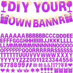 DIY Customizable Banner Letter Banners Party Supplies for Mermaid Party（Glitter Purple）