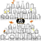 Arme Bud Vase Set of 45, Clear Bud Vases in Bulk, Mini Glass Vases for Flower, Small Flower Vases for Centerpieces, Vases for Decor, Home Wedding Table Décor