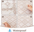 MYSKY HOME Checkered Rectangle Tablecloth 60x120 Inches - Linen Farmhouse Tablecloth Waterproof Decorative Fabric Table Cloth for 8 Feet Table, Kitchen Dining and Outdoor Use, Brown