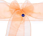 MDS Pack of 150 PCS Organza Chair Sashes Wider Dining Chair Bows Ribbon Tie Back for Wedding Party Birthday Bridal Shower Reception Event Banquet Home Chair Cover Decoration - Peach