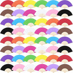 Aneco 48 Pieces Handheld Paper Fans Paper Folding Fans with Bamboos for Wedding Gift, Party, Home, DIY, Multicolor