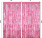 Pink Party Decorations, 2Pack Glitter Pink Backdrop, Metallic Tinsel Backdrop Fringe Curtains Backdrop Curtains, Photo Backdrop Party Supplies Wedding Engagement Christmas Birthday Party Decorations