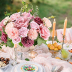 AGIRL Rose Artificial Flowers Combo Fake Flowers Pink Roses Silk Flowers with Stems for DIY Bridal Wedding Bouquets Centerpieces Arrangements Table Party Baby Shower Home Decor (Champagne Pink)