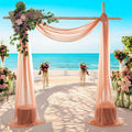 MDS Halloween Chiffon Draping Fabric - 2 Panel, 30" Wide x 100ft Long - Sheer Spooky Arbor & Canopy Drapery for Haunted House Backdrops, Party Ceilings, DIY Costumes & Themed Events - Coral Peach