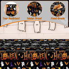 QZYL 12 Pack Halloween Plastic Tablecloth, 54" x 108" Pumpkin Decorations, Spider Webs Pumpkin Design Disposable Table Cloth Tablecover, Halloween Party Decor Dinnerware Indoor