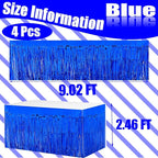 4 Pack 29x108 Inch Metallic Foil Fringe Tinsel Table Skirts for Rectangle Tables Streamer Curtains Backdrop for Wedding, Birthday, Parade Floats, Christmas, Halloween Party Decoration(Blue)