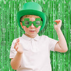 5 Pack Green Fringe Backdrop 3.2ft x 8.2ft Foil Curtain Tinsel Fringe Curtains Backdrop Streamers for Birthday Party Decoration Wedding Christmas Decoration
