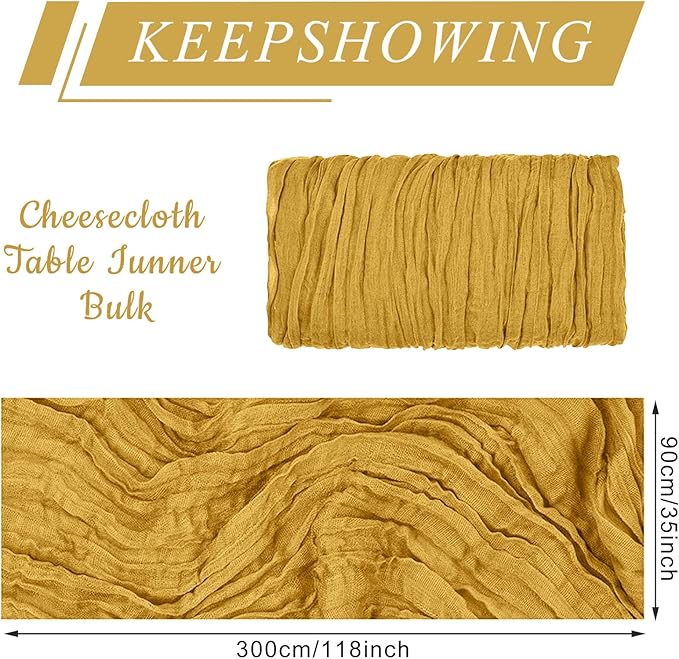 1 Pack Cheesecloth Table Runner 10Ft Christmas Gauze Boho Table Runners for Wedding Decor Bridal Shower Decorations Baby Shower Party(35" x 120")