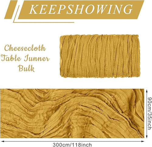 12 Pack Cheesecloth Table Runner, Runner Gauze Boho Wedding Decor Romantic Table Runner for Wedding Birthday Party(35" x 118")(Ginger)