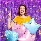 6 Pack Purple Foil Fringe Curtains Backdrop, 3.28 x 8.2 Ft Metallic Streamers Tinsel Curtains Background for Photo Booth, Birthday, Weddings, Carnivals, Graduation, Themed Party Decorations