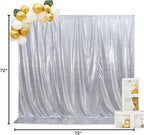 SquarePie Sequin Backdrop Non-Transparent Background Sparkly Curtain for Wedding Party 6FT x 6FT Silver