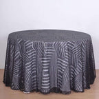 Efavormart 120" Black Sparkly Sequin Geometric Tulle Round Tablecloth