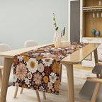 Boho Floral Table Runner, Vintage Country Farmhouse Daisy Flowers Modern Kitchen Dining Room Decoration for Indoor and Outdoor Wedding Party Banquet Table Runner 13x108 Inch