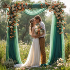 Wedding Arch Draping Fabric, 2 Panels 28" x 19Ft Emerald Green Arch Drapes Sheer Backdrop Curtain for Wedding Ceremony Party Ceiling Decor
