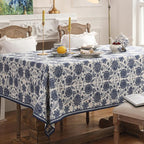 patdrea Designer Vintage Blue Long Rectangle Tablecloth,Linen Anti-Wrinkle Paisley Pattern Farmhouse Table Cloth,Decor Table Cover for Kitchen Dining,Christmas,Thanksgiving,63"x94"-Lantang a