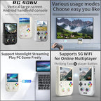 RG406V Handheld Game Console Preloaded Games RG 406V 4-inch IPS Multi-touch Screen Retro Game Console 128G UFS2.2 Android 13 Retro Emulator RG406V 5500mAh Battery 1080p DP WIFI Bluetooth Beige White