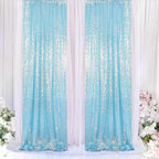 ShiDianYi Iridescent Aqua Sequin Backdrops for Photograph Backdrop Curtain 4FTx10FT 2 Panels Birthday Glitter Blue Curtains Sequin Fabric Mermaid Background