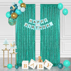 Mermaid Sequin Photo Backdrop Decor: Lake Green Glitter Background 2 Panels 2FT x 8FT for Ocean Party Baby Shower