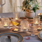 DARJEN Clear Votive Candle Holders Set of 36- Glass Candle Holders Bulk for Tea Light Candle, Embossed Candle Votives for Wedding Centerpiece, Living Room & Home Table Decor
