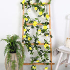 JUSTOYOU 2 Pack (15.8FT) Fake Rose Garland, Artificial Rose Vines Flowers Hanging Silk Rose Vine Wedding Home Backdrop Party Arch Arrangement Decoration