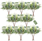 80 Pcs Mixed Eucalyptus Leaves Stems Bulk Artificial Silver Dollar Leaves for Vase Bouquets Baby Eucalyptus Leaves for Family Wedding Center Flower Arrangement