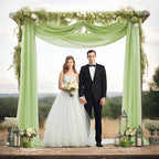 30" x 20Ft Wedding Arch Draping Fabric, 1 Panel Olive Green Sheer Curtain Drapes Extra Wide & Long Backdrop Curtains for Wedding Arch Ceremony Birthday Party Decorations