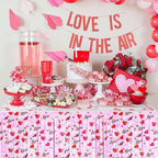 6 Pack 29 x108 Inch Love Pink Wave Foil Fringe Table Skirts Metallic Banner for Tinsel Streamer Garland Backdrop for Parade Floats, Mother's Day, Easter, Wedding, Birthday Party Decoration