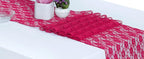 MDS Pack of 5 Wedding 12 x 108 inches Lace Table Runner for Wedding, Decorations for Birthday Parties, Banquets, Graduations, Engagements, and Runners fit Rectangle, Round Table- Magenat