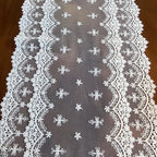 Inicia Table Lace Runner 12×70 inch Embroidered for Holiday Wedding Picnic Daily Dinner Tables White Decor (Polyester, 12"×70" (31cm×180cm))