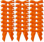 50pcs 2-1/2" Orange Twist Ties Satin Ribbon Bows in Pumpkin Color for Thanks Giving Halloween Wrapping Twist Tie Bows Hot Cutting(Orange)