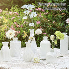 Vintage Small Glass Vases Set of 10,Mini Bud Vases for Flowers,Amber Glass Vases for Centerpieces,Wedding Decorations,Home Table Flower Decor (White)