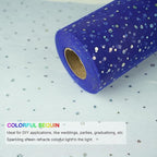 Glitter Tulle Rolls, 6” by 50 Yards (150FT) Sequin Tule Netting Fabric Tulle for Tutu Skirts Sewing Birthday Wedding Party Decoration (Royal Blue)