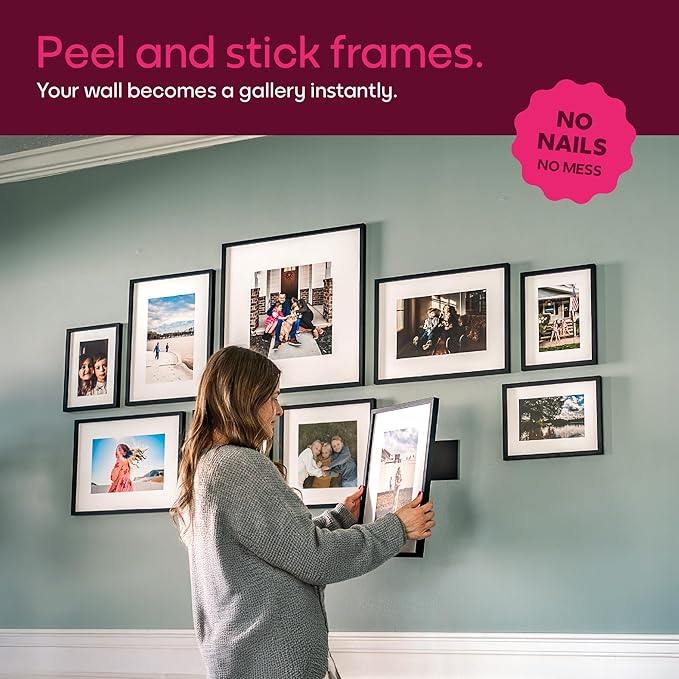 Mixtiles Official - Custom Photo Tiles - Personalized Printed Photos - Magnetic Wall Frames - Adhesive Sticker, No Nails - Various Sizes and Frames - XL-Portrait-set-Tile - Oak Frame
