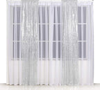 Poise3EHome Silver Sequin Backdrop Curtains,2ft x 8ft Sequin Photography Backdrop Curtain 2 Panels for Party Decoration