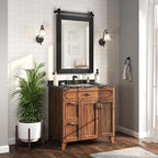 COGOOD Farmhouse Barn Door Mirror - 38 X 25 Rustic Bathroom Mirror for Living Room, Entryway, Vanity Wall Decor (Black)